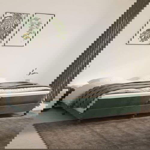 VidaXL okvir za krevet s oprugama tamnozeleni 200x200 cm bar&amp;scaron;unasti Slike