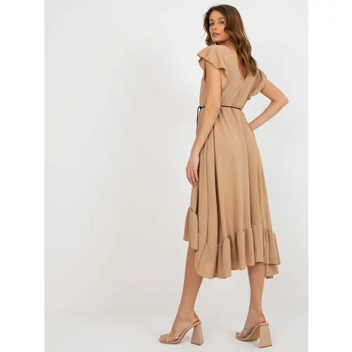 Fashion Hunters Camel summer dress with frills