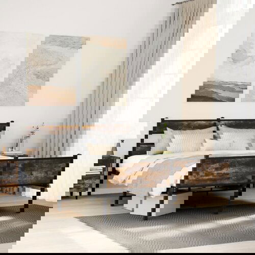 VidaXL Metalni okvir kreveta bez madraca boja hrasta 160x200 cm Slike
