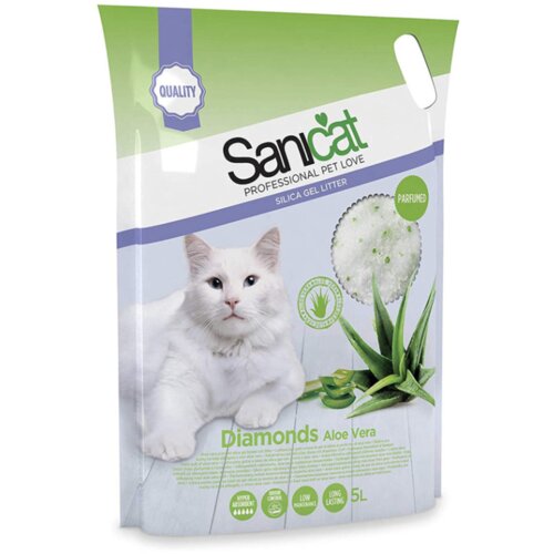 Sanicat silikonski pesak za mačke diamonds aloe vera 5l Cene