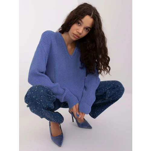 Fashion Hunters Dark blue oversize sweater with wool