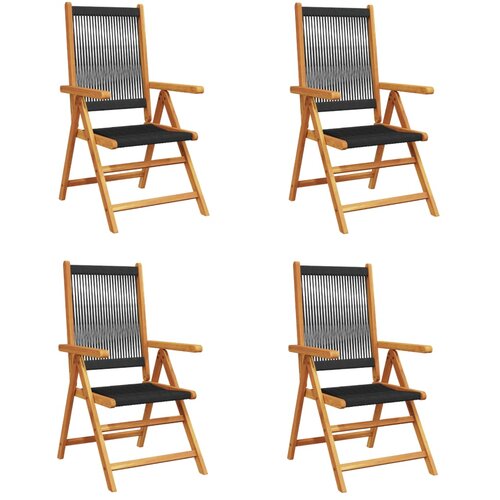 Maison Chic Nastavljivi vrtni stoli - Stol za vrt 4 kosi črn trden akacijev les JS110, (21879029) Cene