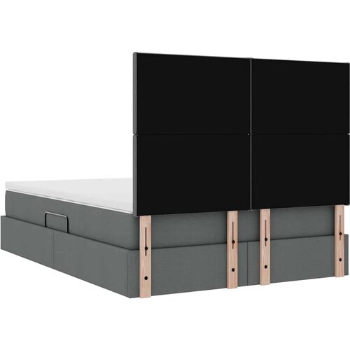  Krevet S LED lampica s pohranom Tamno siva 140 x 190 cm tkanina Slike