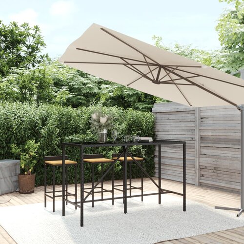 vidaXL Barska miza s stekleno ploščo črna 180x70x110 cm poli ratan Cene