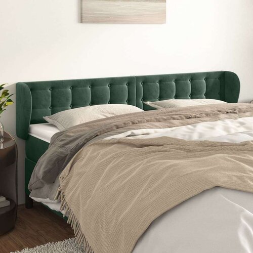 VidaXL Uzglavlje s u&amp;scaron;ima tamnozeleno 163x23x78/88 cm bar&amp;scaron;unasto Slike