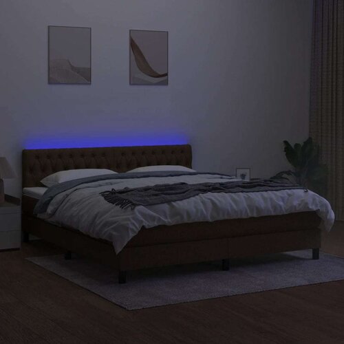  Krevet box spring s madracem LED tamnosmeđi 180x200 cm tkanina Slike