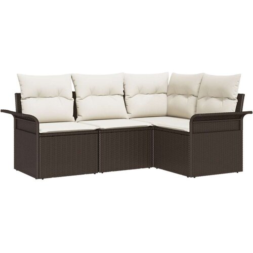  Set od 4 dijela vrtnih kauča s jastučićima Smeđi Poli ratan.  2-sjedni vrtni kauč s pohranom i jastučićima Smeđi Poli ratan. Cijene