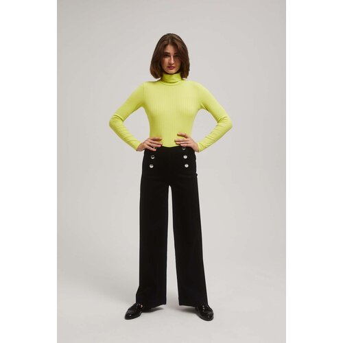 Marisse Wide Leg Jeans With Decorative Buttons, Black Slike