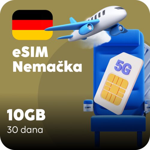 Ananas eSIM Nemačka eSIM kartica - 10GB prepaid mobilnih podataka za 30 dana Cene