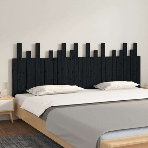  Stensko posteljno vzglavje črno 204x3x80 cm trdna borovina, (20735809) Slike