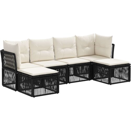 vidaXL Vrtna sedežna garnitura 6 pcs Črna poli ratan, (5000269661) Cene