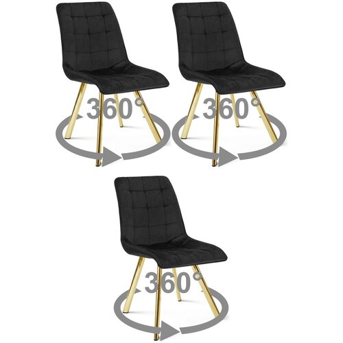  Okretna stolica CIEZA 360, crni bar&amp;scaron;un, zlatne metalne noge, set 3 kom Slike