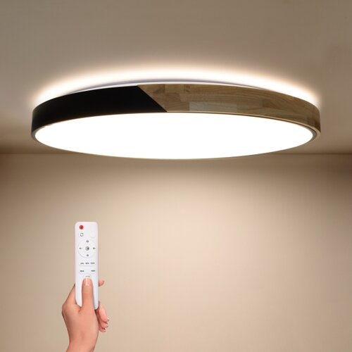  Brilagi - LED prigu&amp;scaron;iva svetiljka PILANA LED/72W/230V hrast/crna prečnik 80 cm + daljinski upravljač Slike