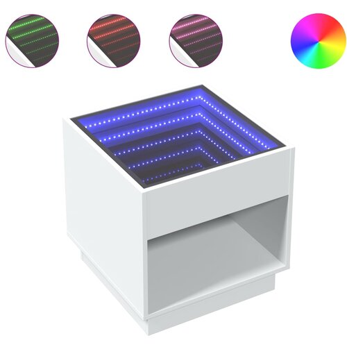  Noćni ormarić s beskonačnim LED svjetlima bijeli 50x50x50 cm Slike