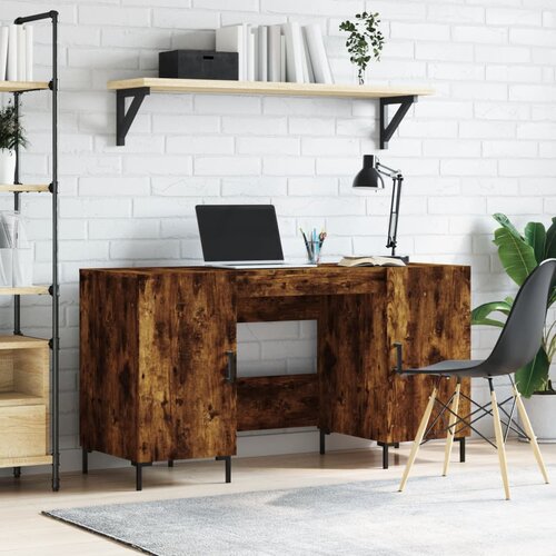 vidaXL Pisalna miza dimljeni hrast 140x50x75 cm inženirski les Cene