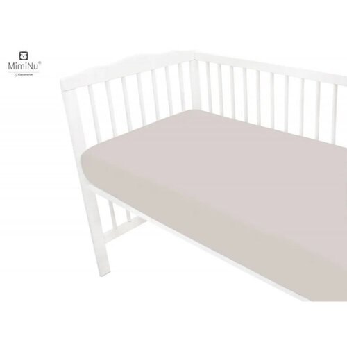 MimiNu Pamučna plahta s elastičnom trakom 120x60 cm - bež Slike