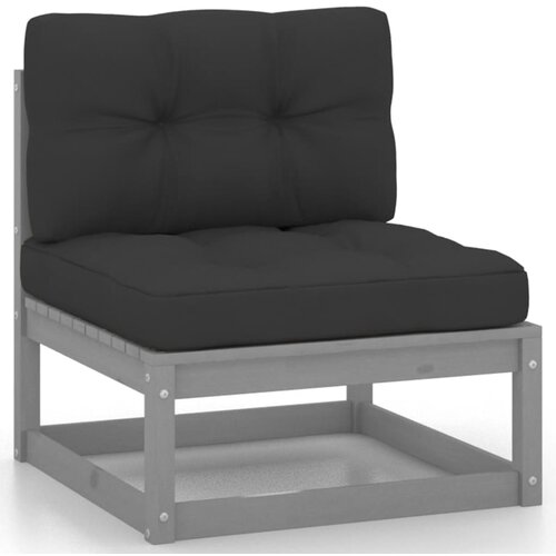 VidaXL Srednja vrtna sofa s antracit jastucima masivna borovina siva Slike
