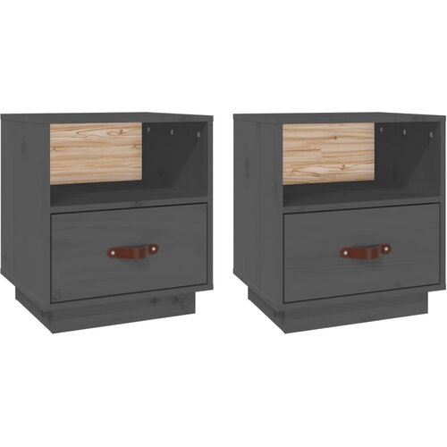 Maison Chic Dvo delni komplet Nočne omarice - Nočne mize siva 40x34x45 cm trdna borovina, (21689045) Slike