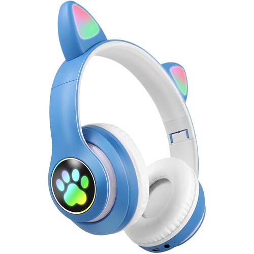 AVIZAR Brezžične Bluetooth slu&scaron;alke za otroke s svetlečimi RGB mačjimi u&scaron;esi, Bela / Modra, (5000277701) Cene