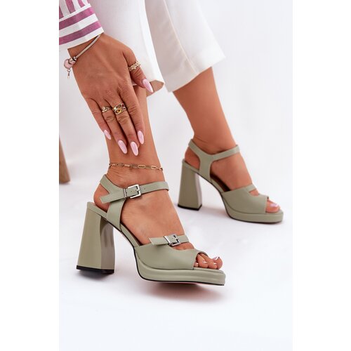 VINCEZA Ladies leather sandals on heel Slike