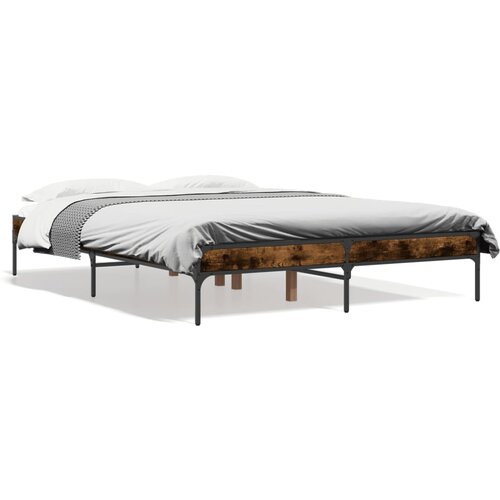 VidaXL Okvir kreveta boja hrasta 140x190 cm konstruirano drvo i metal Slike