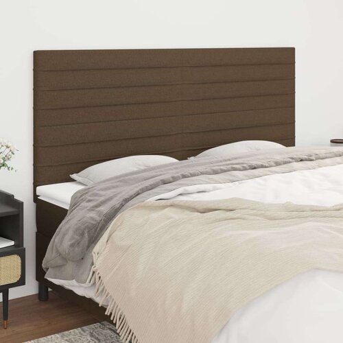  Posteljno vzglavje 4 kosa temno rjav 80x5x78/88 cm blago, (20933603) Slike