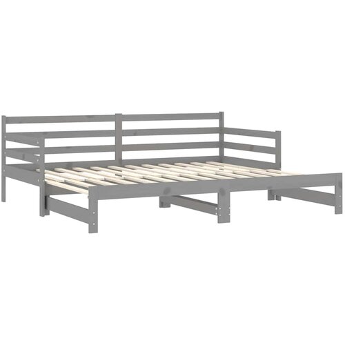  Dnevni ležaj na izvlačenje 2 x (90 x 200) cm sivi od borovine Siva Slike