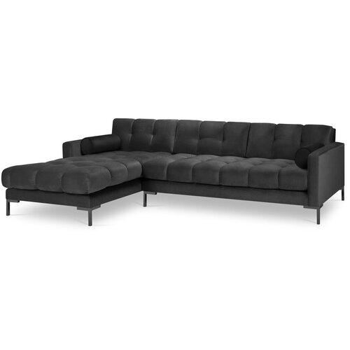 Cosmopolitan Design temno siva žametna kotna sedežna garnitura Bali, levi kot Slike