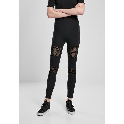 Urban Classics Women's Leggings Flock Lace Inset Black Slike