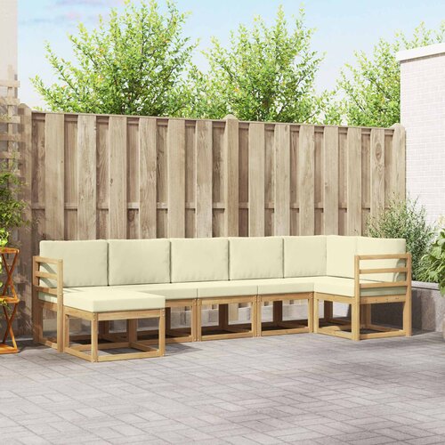  Set vanjskih sofa 7 kom. Bijela i krem Poliester Smeđa 308 x 126,5 x 73 cm Slike