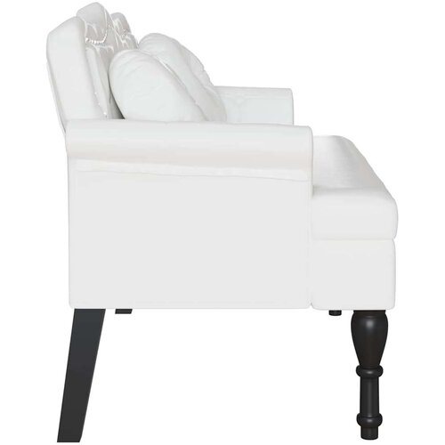 VidaXL Chesterfield klupa Bijelo 120.5 x 65 x 75 cm Lažna koža Slike