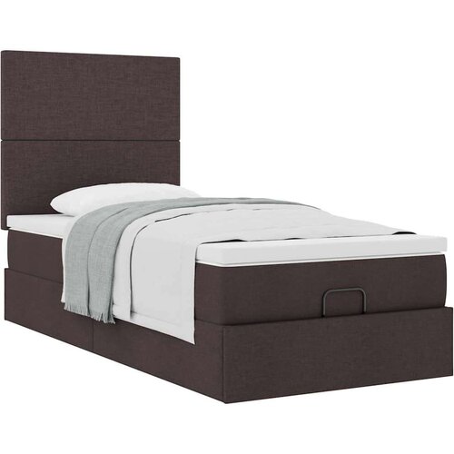 VidaXL otomanski okvir kreveta s madraca tamnosmeđi 100x200cm tkanine Slike