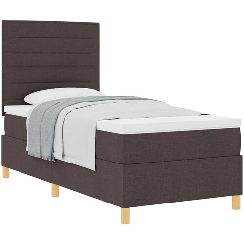 VidaXL Box Spring postelja z vzmetnico temno rjava 100x200 cm tkanina, (22051251) Slike