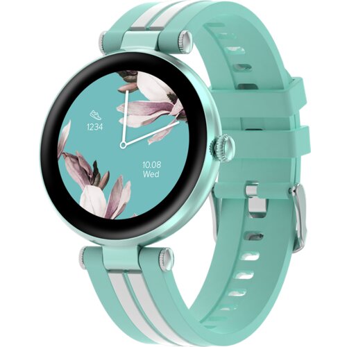 Canyon Semifreddo SW-61, Rtl8762dt, 1.19&amp;#039;&amp;#039; Amoled 390x390px, oncell TP, 192KB RAM, 3.7V 190mAh battery, Green alumunum alloy case middle frame+plastic bottom case+green and white silicone strap + silver strap buckle. Host: &amp;Phi;42.5*10.4mm strap: 261*18mm 37 Slike