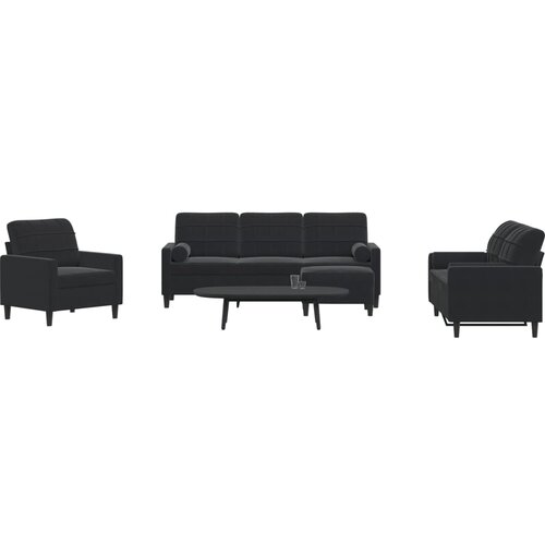 vidaXL 3-dijelni set sofa s jastucima crni baršunasti Cijene