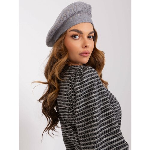 Fashion Hunters Grey women's beret with rhinestones Slike