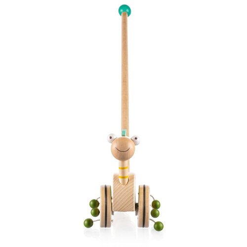Zopa drvena igračka guralica Dinosaur green Slike
