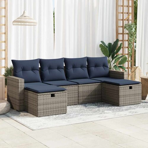 vidaXL 6-dijelni set vrtnih sofa od poliratana s jastucima sivi Cijene