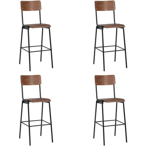 VidaXL barski stolčki 4 kosi trden vezan les in jeklo Slike