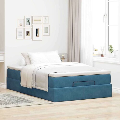 VidaXL Okvir kreveta s madracem tamnoplavi 120x200 cm bar&amp;scaron;unasti Slike