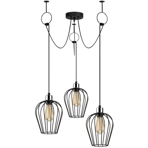 Opviq lights crna viseća svjetiljka za 3 žarulje Tel Chain Slike