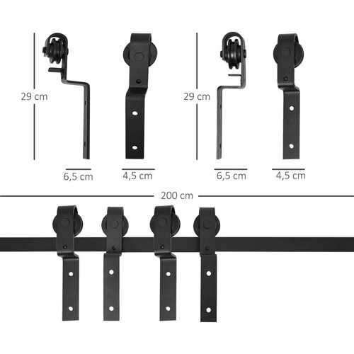  Kompletni set kliznih vrata 200 cm okov za klizna vrata tračnica za klizna vrata sustav kliznih vrata za drvena klizna vrata Slike