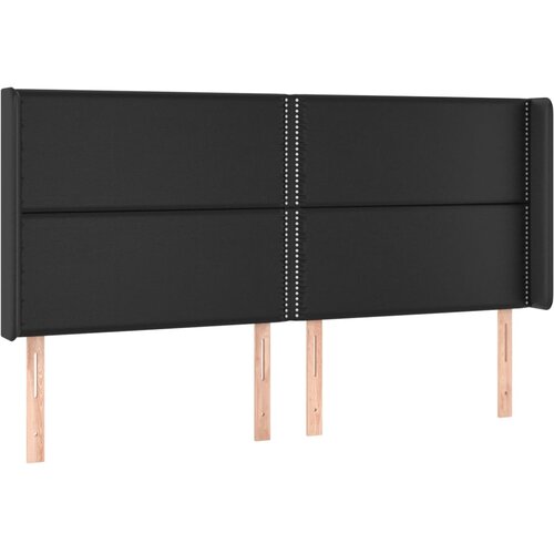 LED uzglavlje crno 183 x 16 x 118/128 cm od umjetna koža Slike
