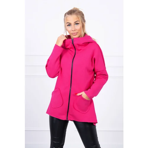 Kesi Insulated sweatshirt with a longer back and fuchsia pockets