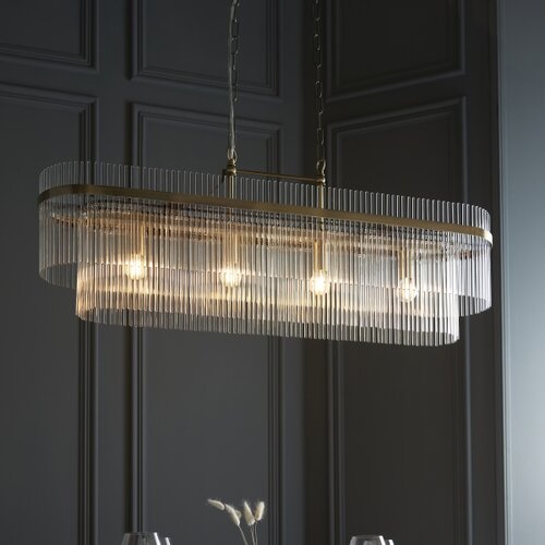  Endon 112573 - Luster na lancu MARIETTA 4xE14/6W/230V mesing/prozirno Slike
