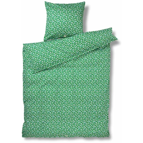 JUNA Zelena podaljšana posteljnina iz bombažnega satena 140x220 cm Pleasantly – JUNA