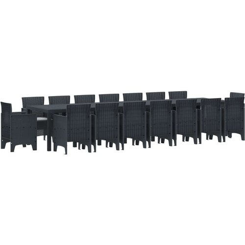  17-dijelni vrtni set za objedovanje s jastucima Antracit Poli ratan vrtni stol Antracit 250x100x73 cm Poli ratan vrtni stol An Slike