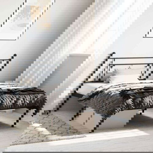 Metalni okvir za krevet s uzglavljem crni 107x203 cm Slike