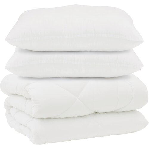  Duvet s jastucima s jastukom 3 kom. Bijelo Mikrofibra i Pero Bijela 200 x 220 cm,40 x 40 cm Slike