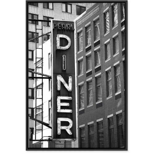  Slika - New York Neon Sign (1 Part) Vertical 60x90 U crnom drvenom okviru Slike